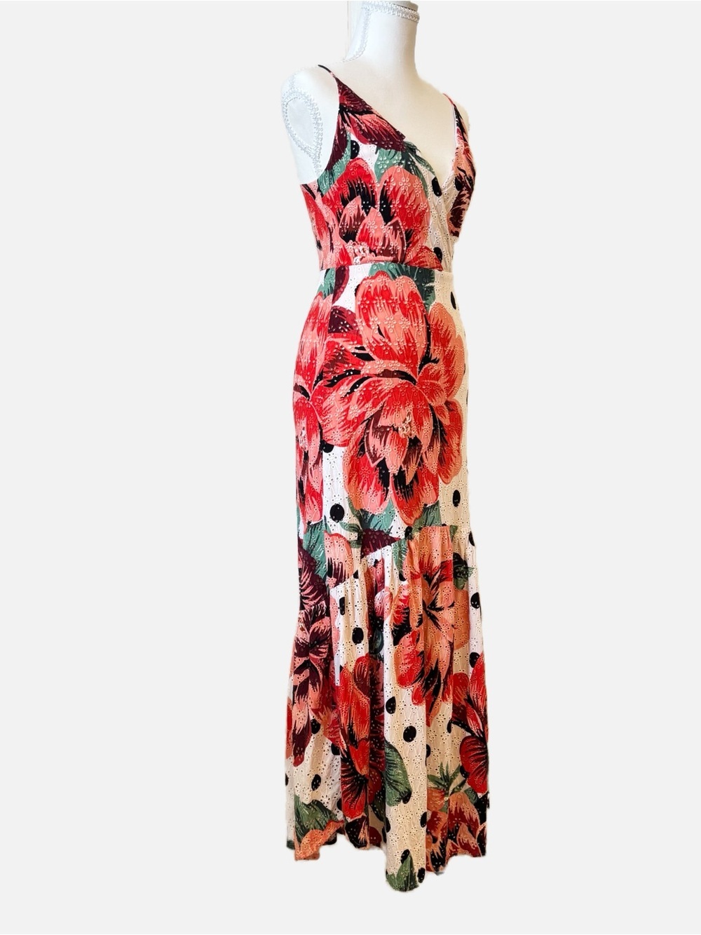 Farm Rio for Anthropologie Riviera Floral Eyelet Maxi Dress Size 2 - Picture 7 of 15